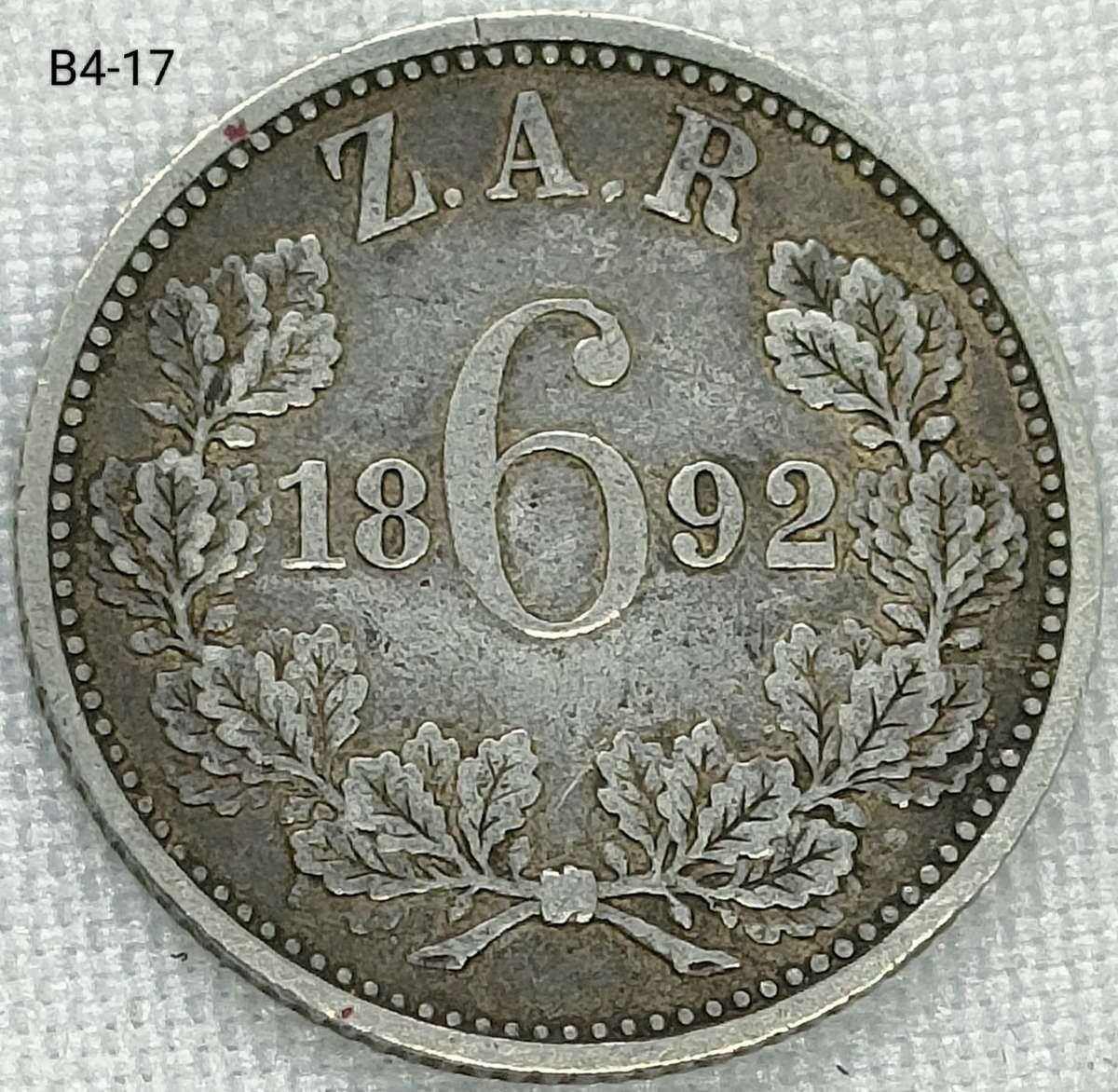 1892 ZAR 1 sixpence - .925 coin