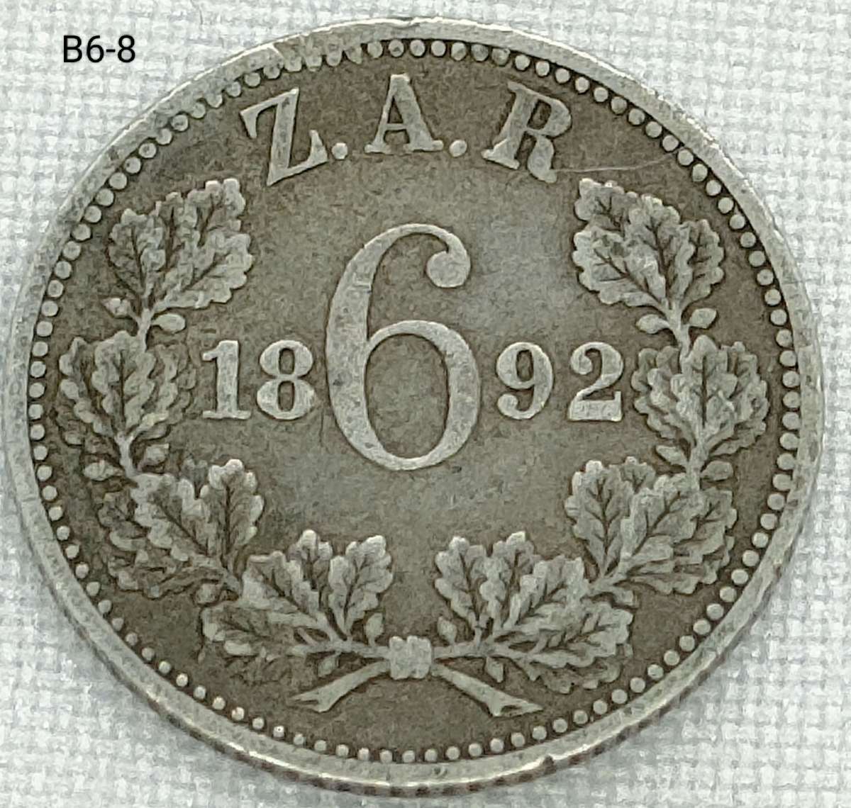 1892 ZAR sixpence - .925 coin