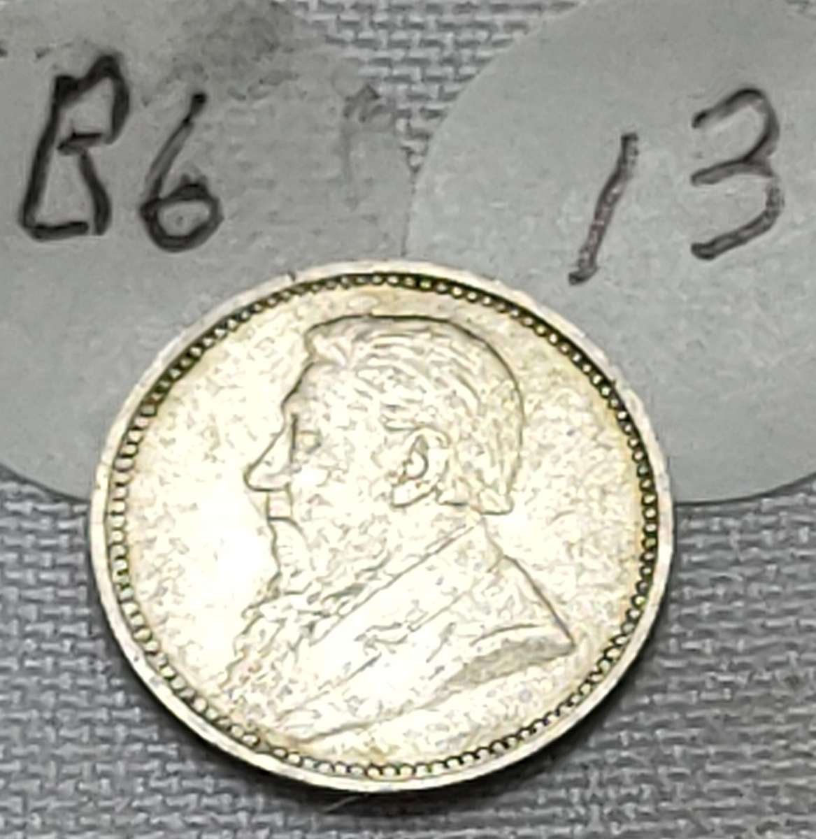 ZAR Threepence: (3D): 1897: Scarce Sterling Silver (.925) coin: