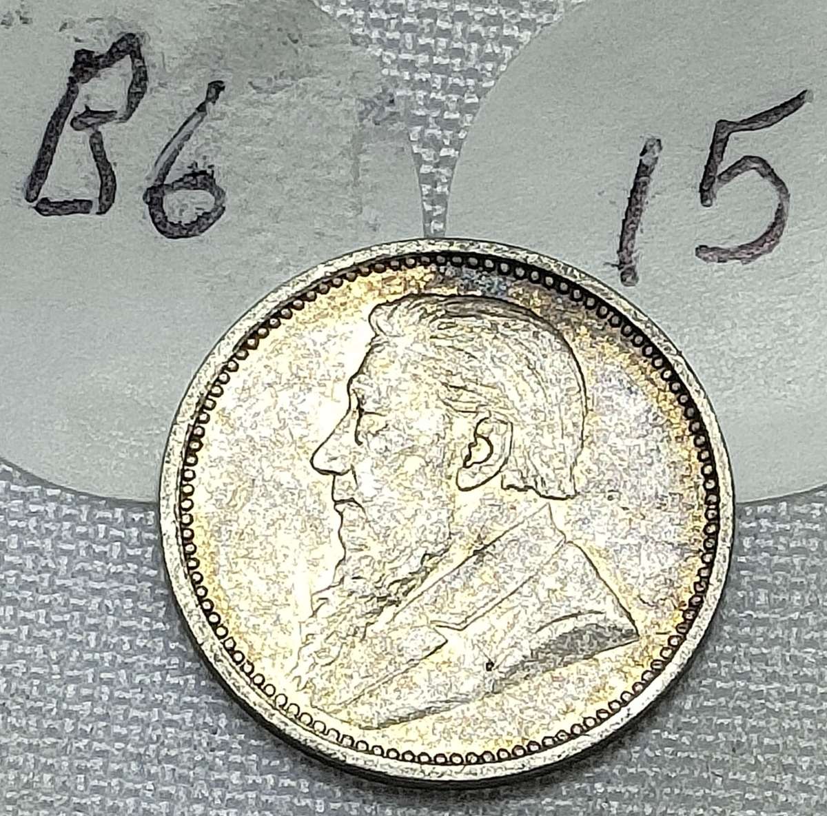 ZAR Threepence: (3D): 1897: Scarce Sterling Silver (.925) coin: