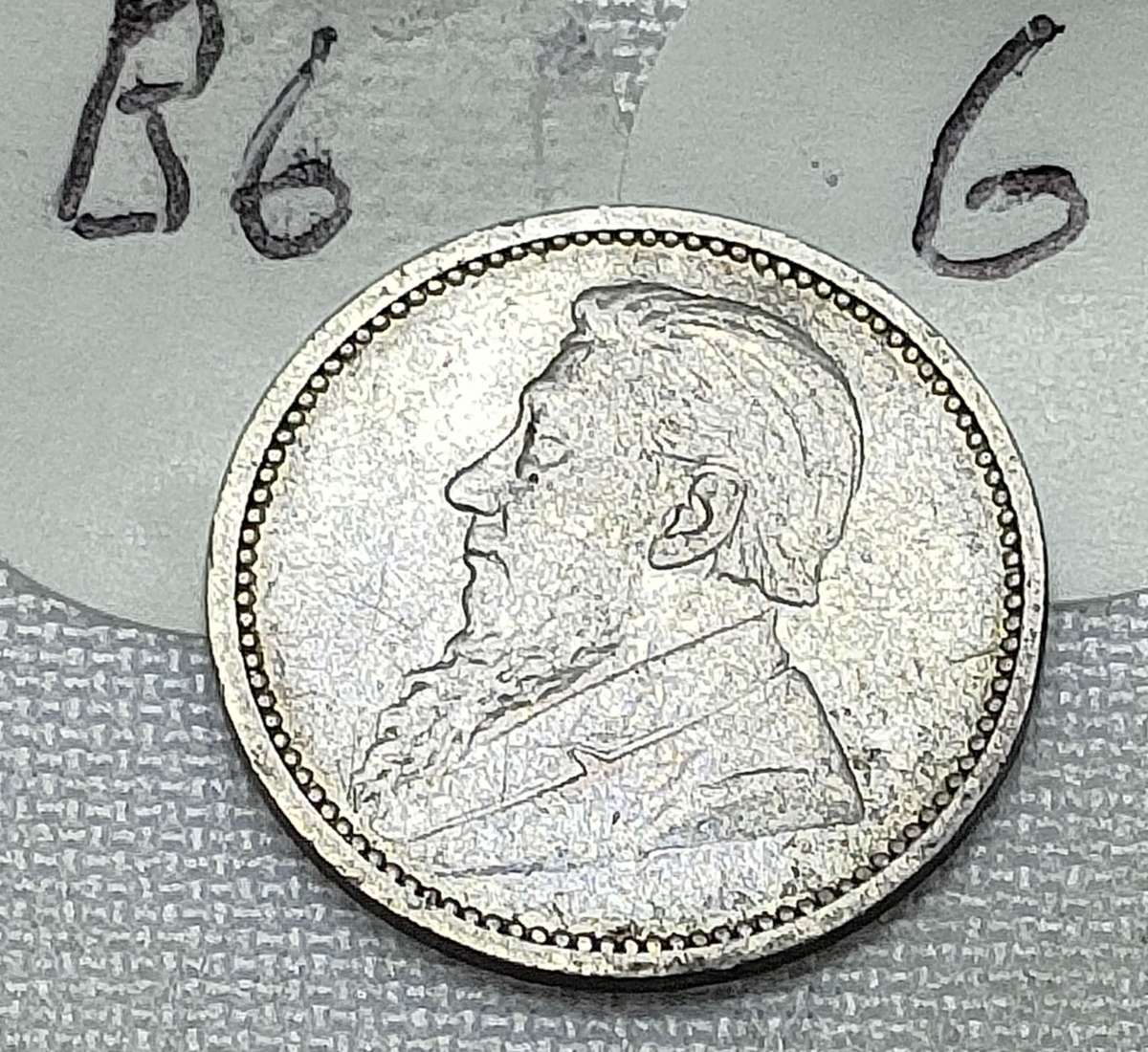 ZAR Threepence: (3D): 1897: Scarce Sterling Silver (.925) coin: