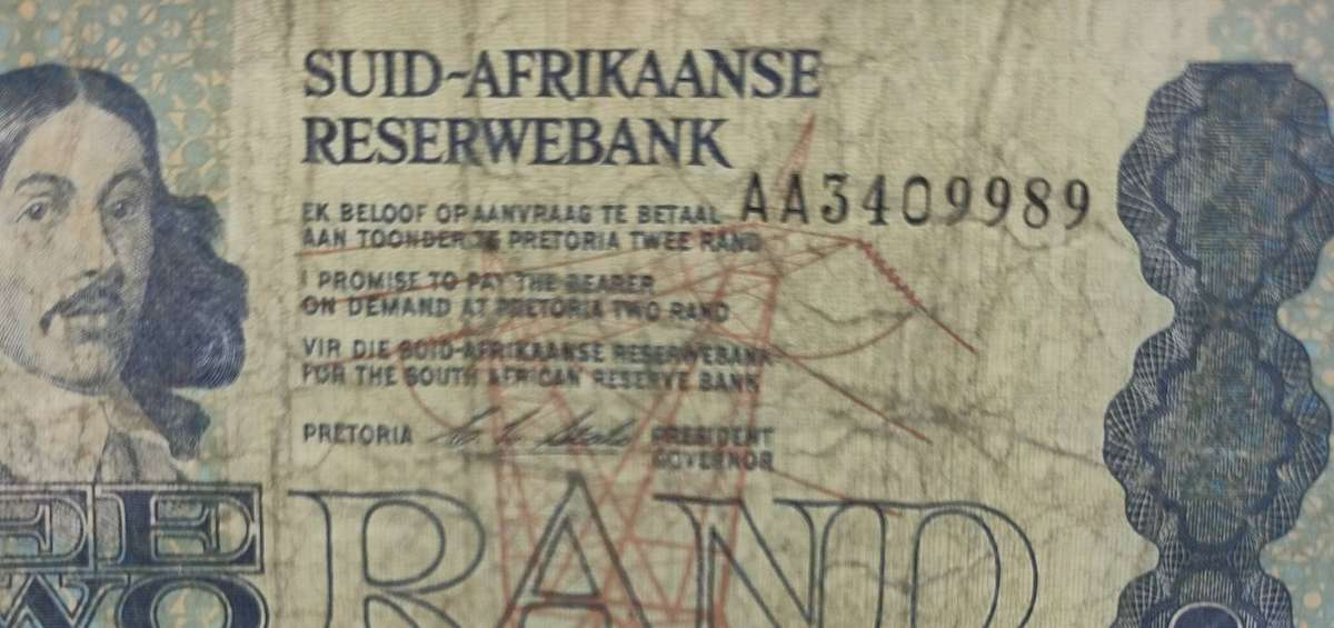 SARB banknote - R2 - AA prefix - CL Stals - decent well used condition - not legal tender
