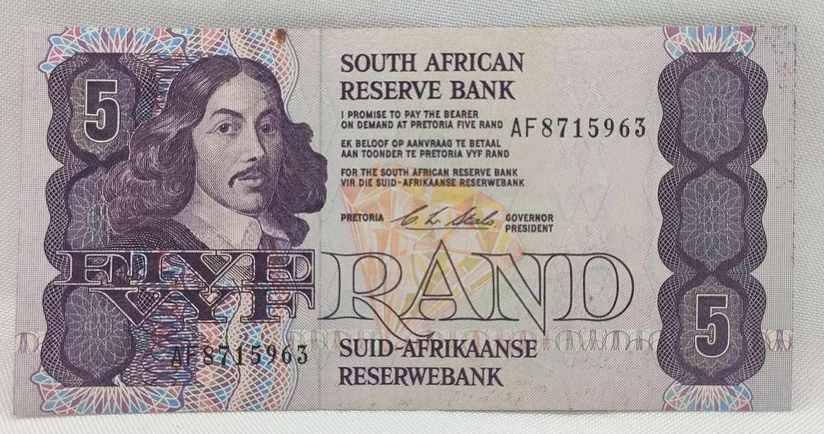 SARB banknote - R5 - AF prefix - CL Stals - UNC - not legal tender- BN 28 the previous number