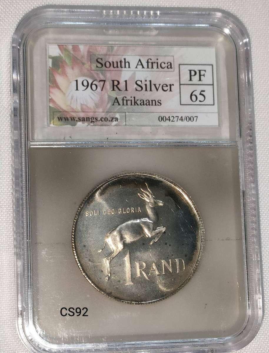 1967 RSA silver R1 - graded PF 65 by SANGS