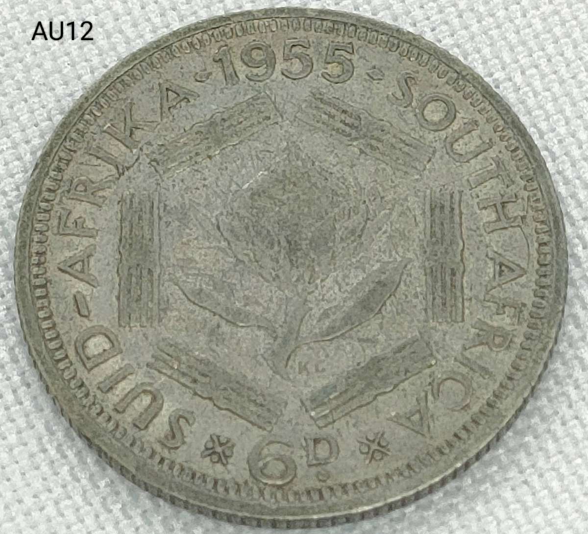 1955 Republic of SA six pence - .500 silver coin