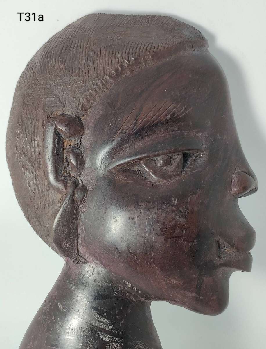 African Ethnic carved wooden statue - height 300 mm - width 150 mm