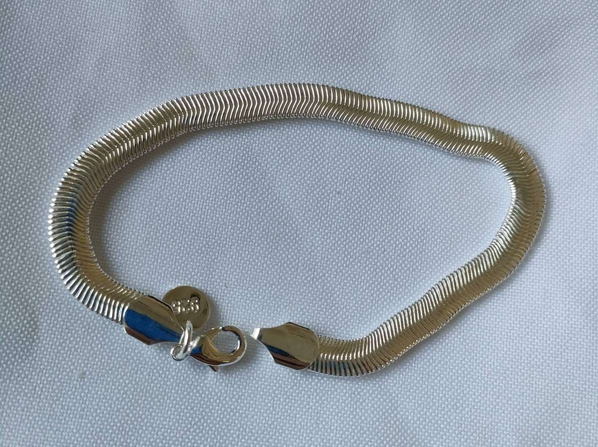 Sterling silver bracelet- 925 stamped - 19 cm - 8.07 g - stylish snake bone design