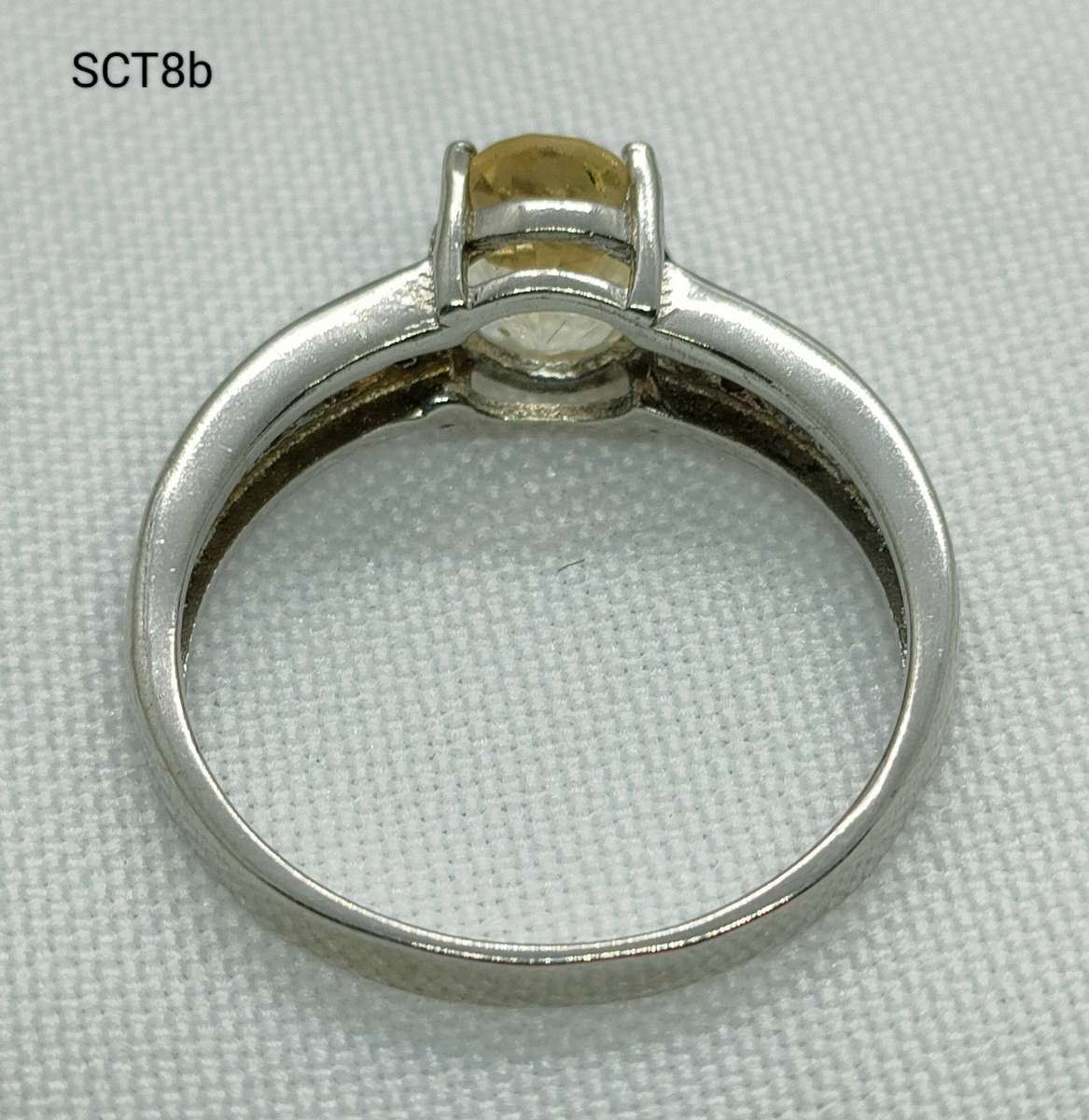Sterling silver natural Citrine & diamond ring- 925 stamped -size 7 - large gemstone