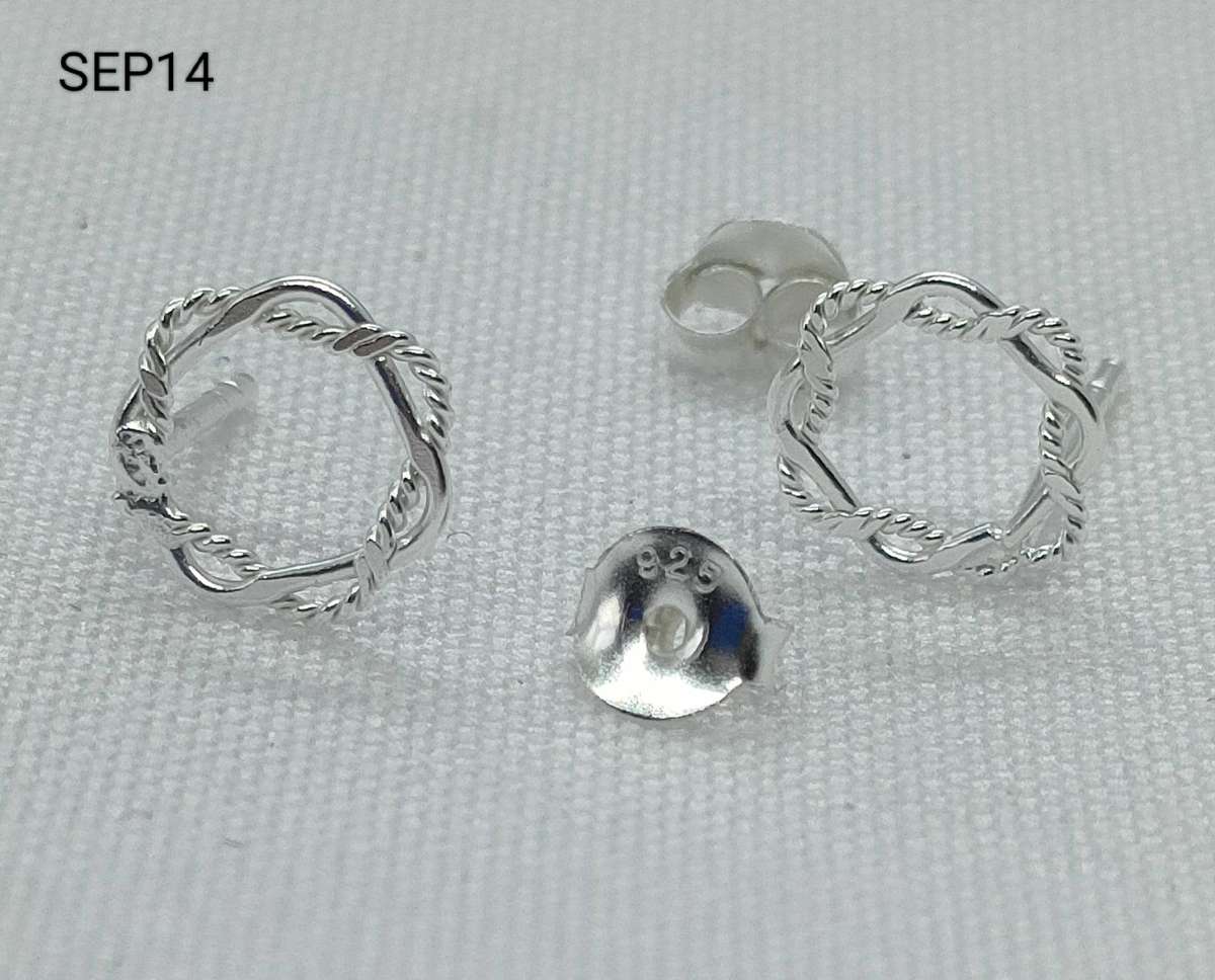 New Sterling Silver plain stud earrings-lovely design-925stamp