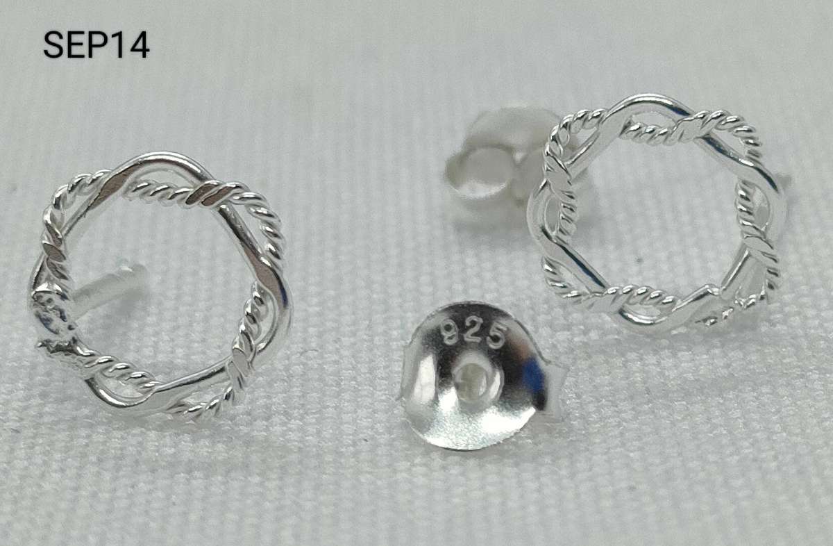 New Sterling Silver plain stud earrings-lovely design-925stamp