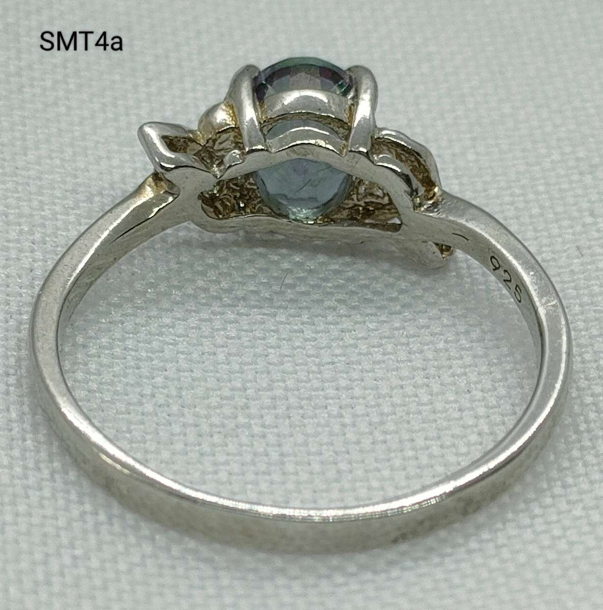 Sterling silver Mystic Topaz &diamond ring- 925 stamped - US7 -app 1,2 ct