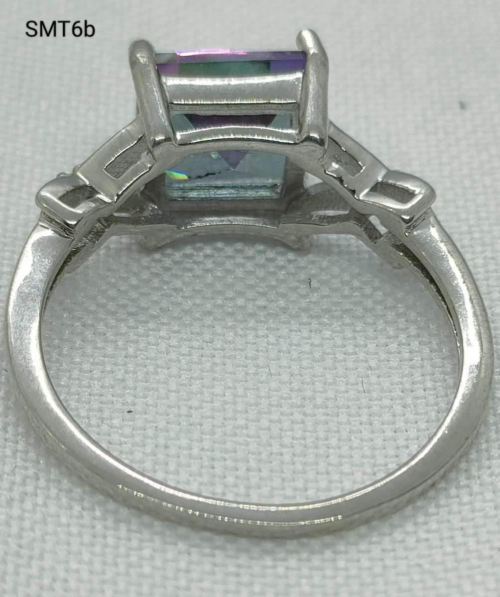 Sterling silver Mystic Topaz & diamond ring- 925 stamped - US7 -app 3 ct- massive stone