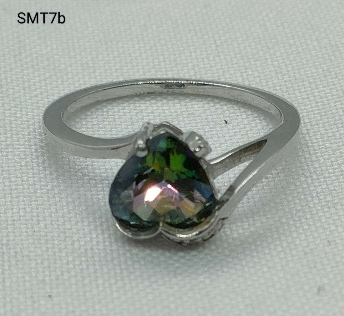 Sterling silver Mystic Topaz & diamond ring- 925 stamped - US7 -app 1.6 ct-