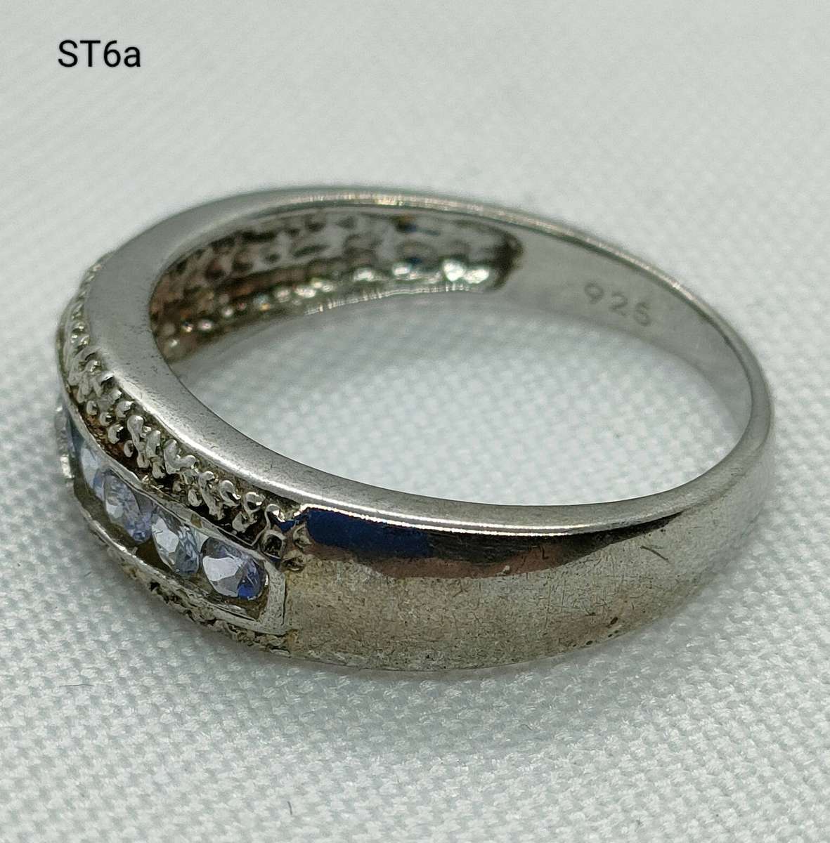 Sterling silver Tanzanite & diamond ring- 925 stamped - US7 - vintage style