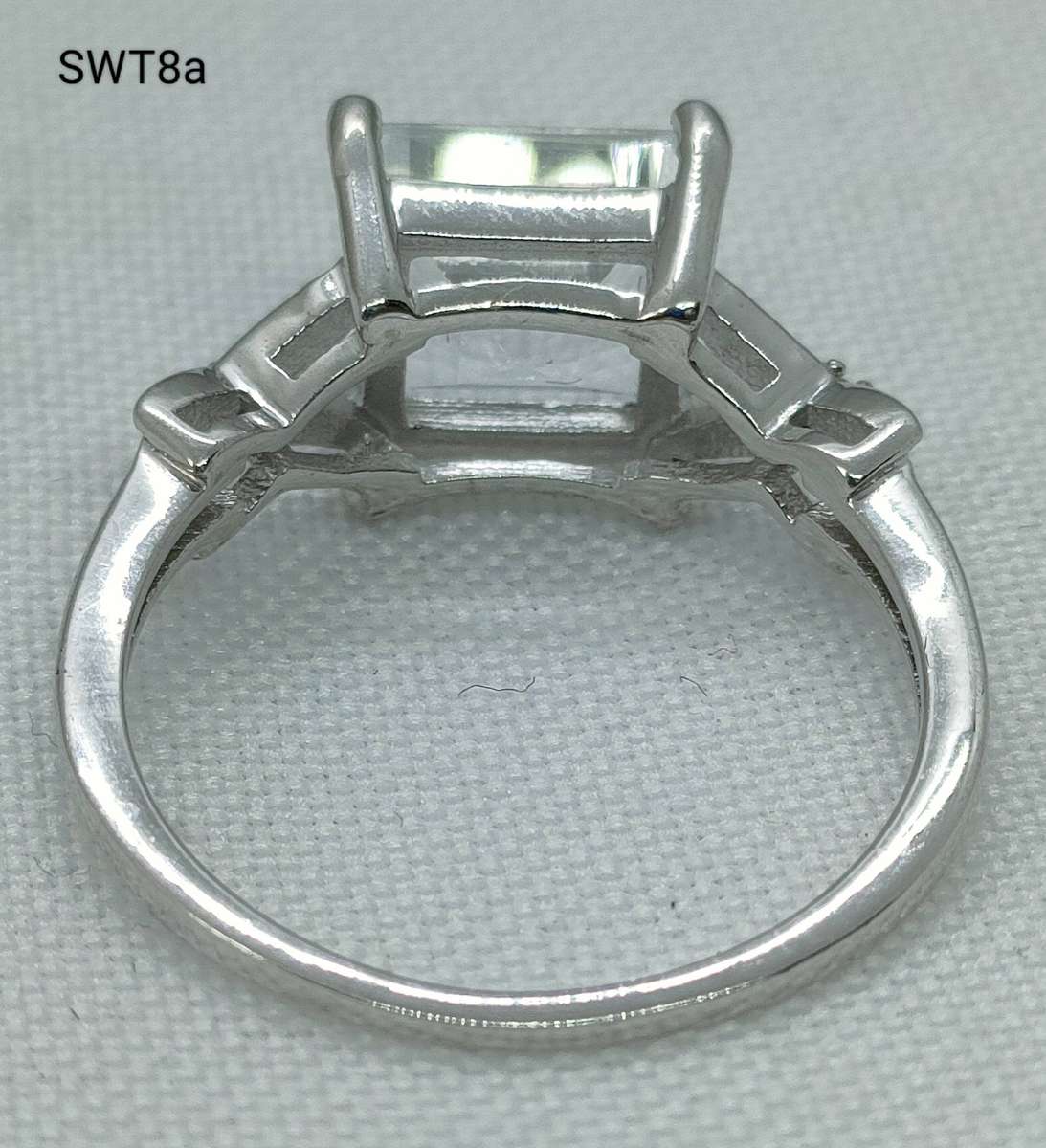 Sterling silver White Topaz & diamond ring- 925 stamped -size 7 - lovely design- large 3 ct stone