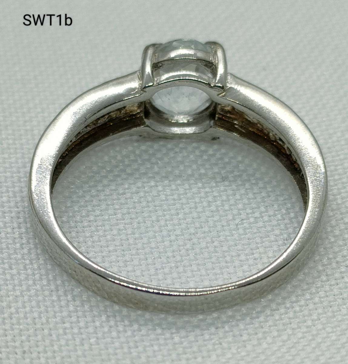 Sterling silver natural White topaz and diamond ring- 925 stamp - lovely design -US7- large stone