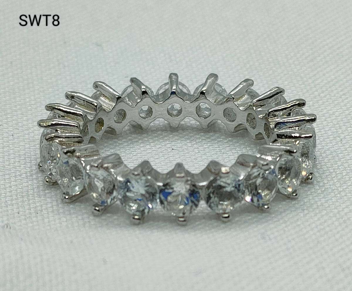Sterling silver natural White Topaz and diamond ring-925 stamp - lovely design -US7-