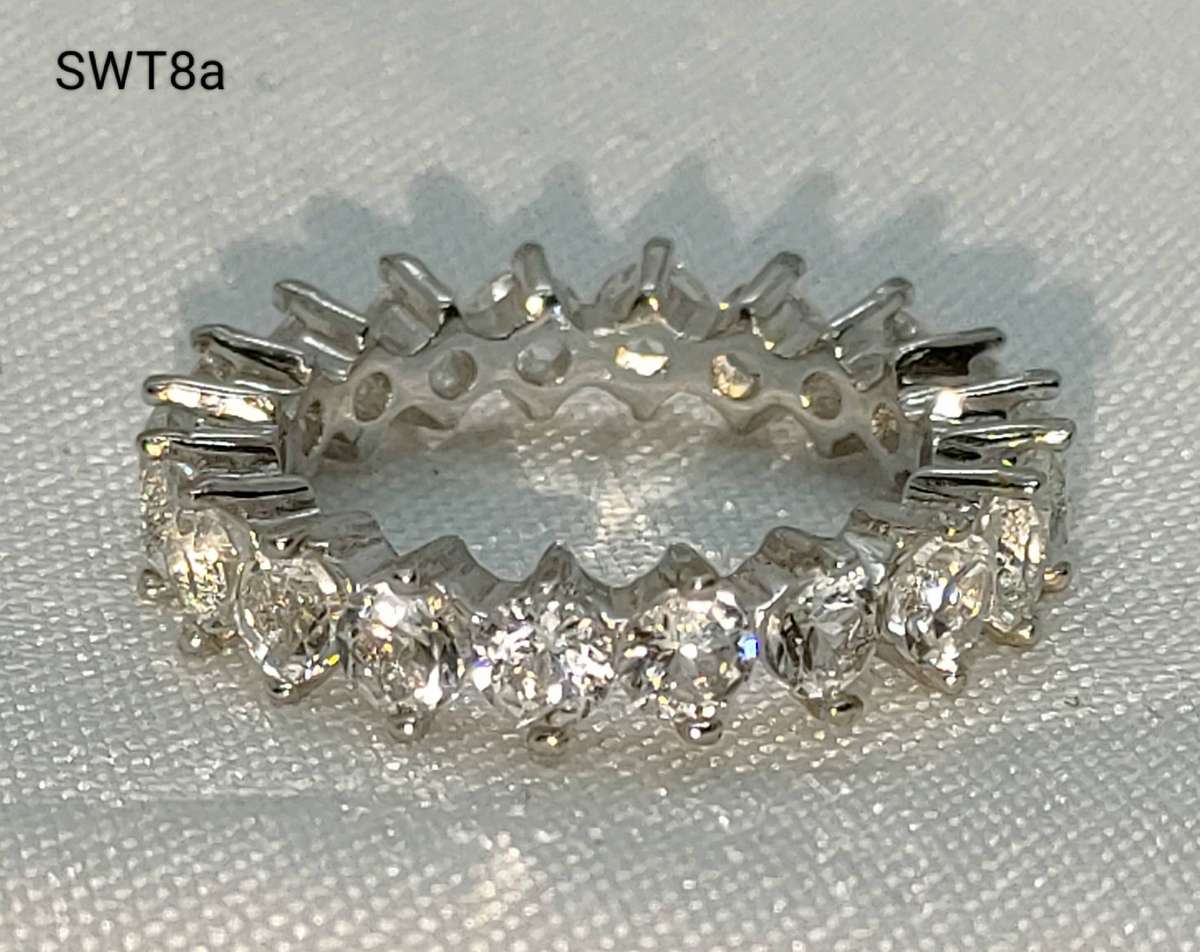 Sterling silver natural White Topaz and diamond ring-925 stamp - lovely design -US7-