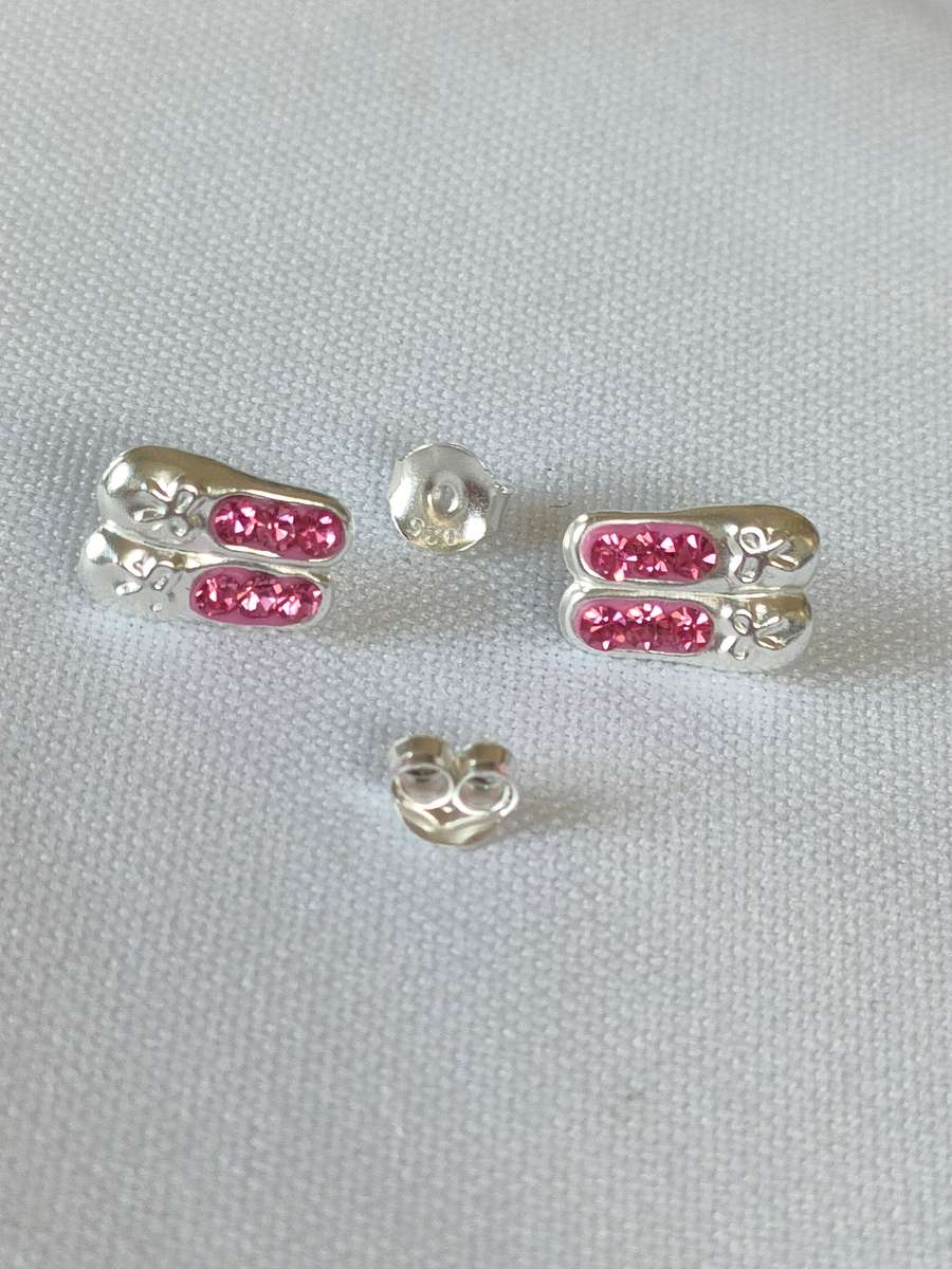 New Sterling Silver Austrian Crystal earrings: Gorgeous Ballet shoe design