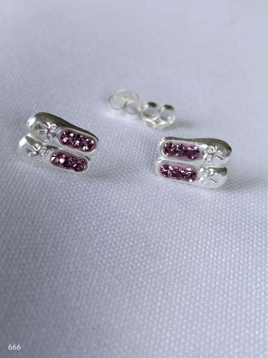 New Sterling Silver Austrian Crystal earrings: Gorgeous Ballet shoe design
