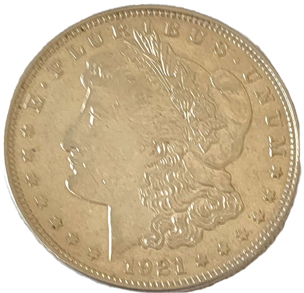 1921 USA Morgan Dollar: Scarce Sterling Silver (.900) coin: Coin in premium UNC condition