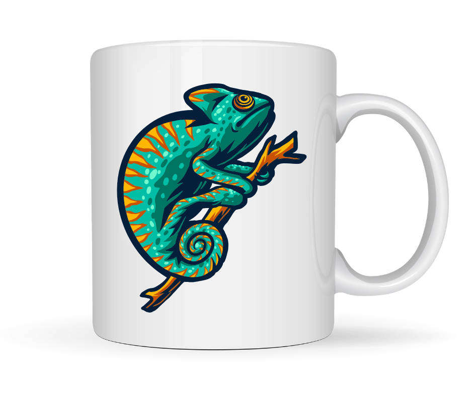 Printed Mug - Green Chameleon Mug printed A