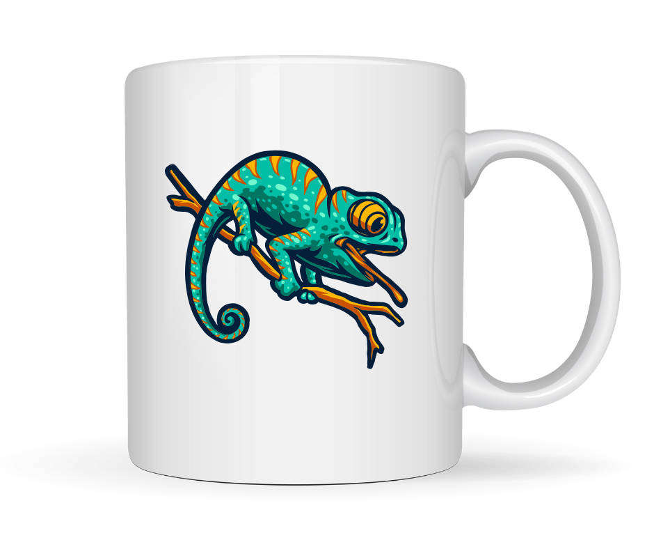 Printed Mug - Green Chameleon Mug printed B