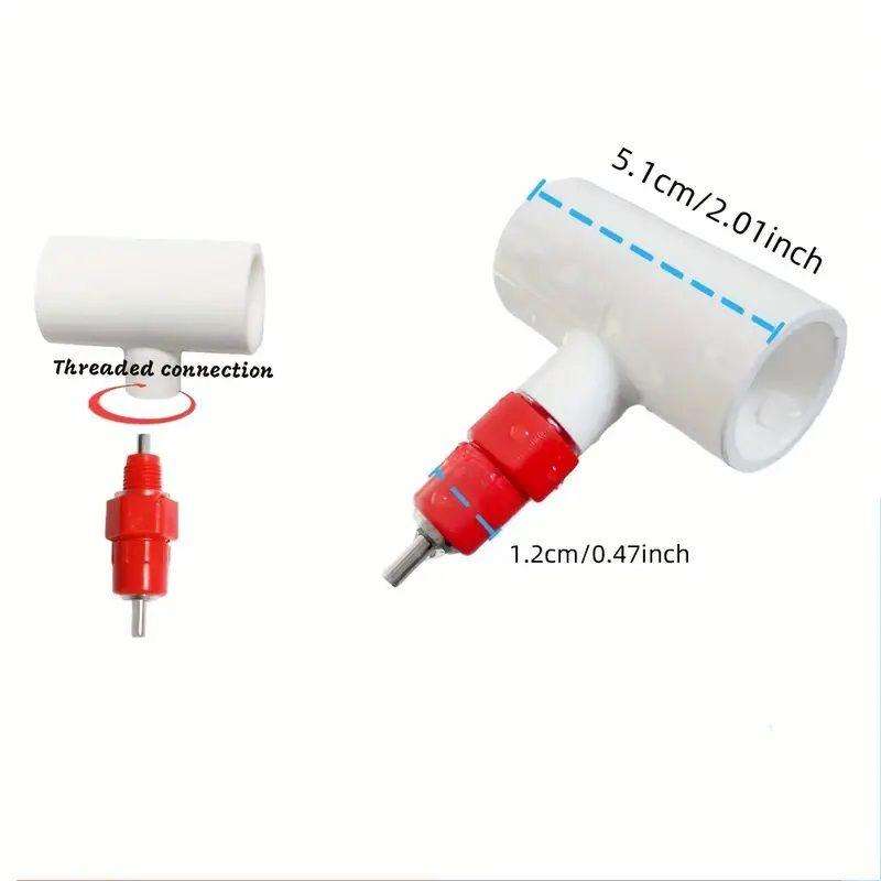 Chicken Waterer Nipples with PVC Tee Fittings - 10 PCS