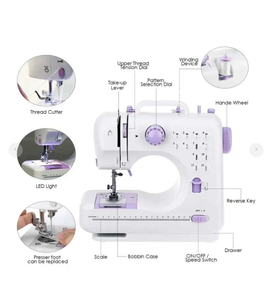 Portable Sewing Machine,12 Stitches 2 Speed Heavy Duty Sew Machine