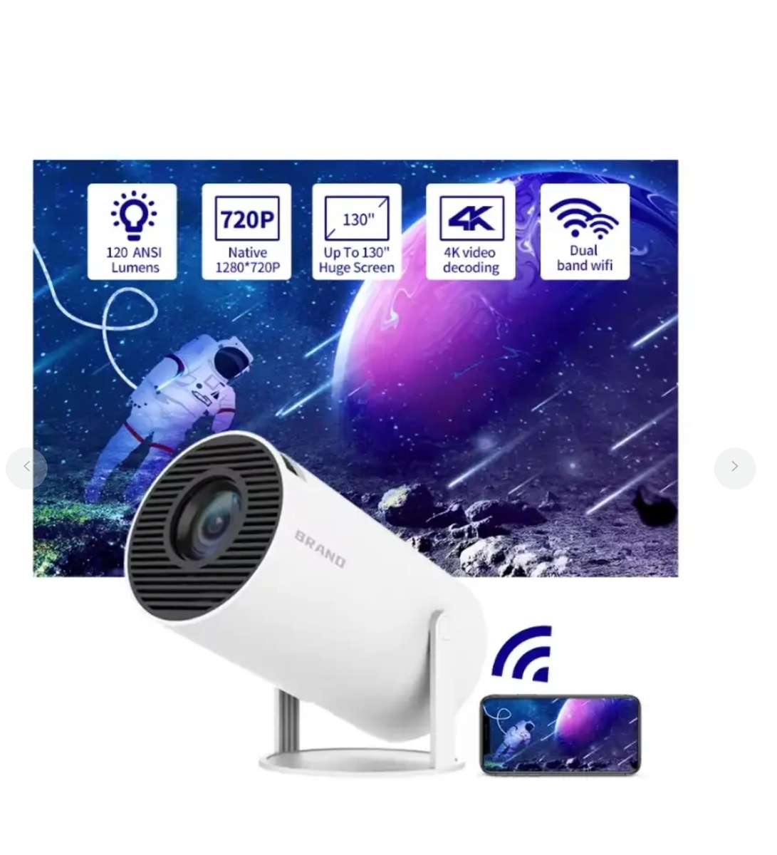 4K Wifi Portable Smart Projector Android OS - LED Light Source Projector TV