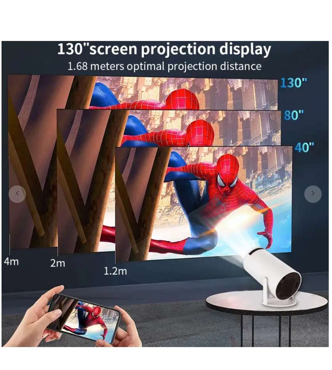 4K Wifi Portable Smart Projector Android OS - LED Light Source Projector TV