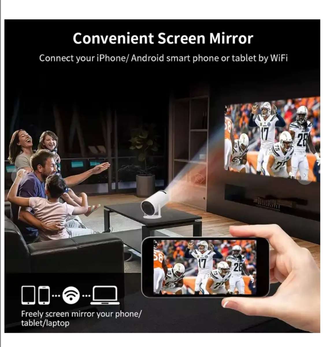 4K Wifi Portable Smart Projector Android OS - LED Light Source Projector TV