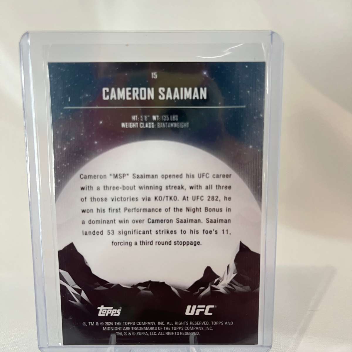 2024 Topps UFC Midnight - Cameron Saaiman Morning RC SP 34/125 #15