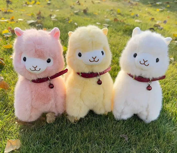 Alpaca Plush Toy with Neckband and Bell for Kids