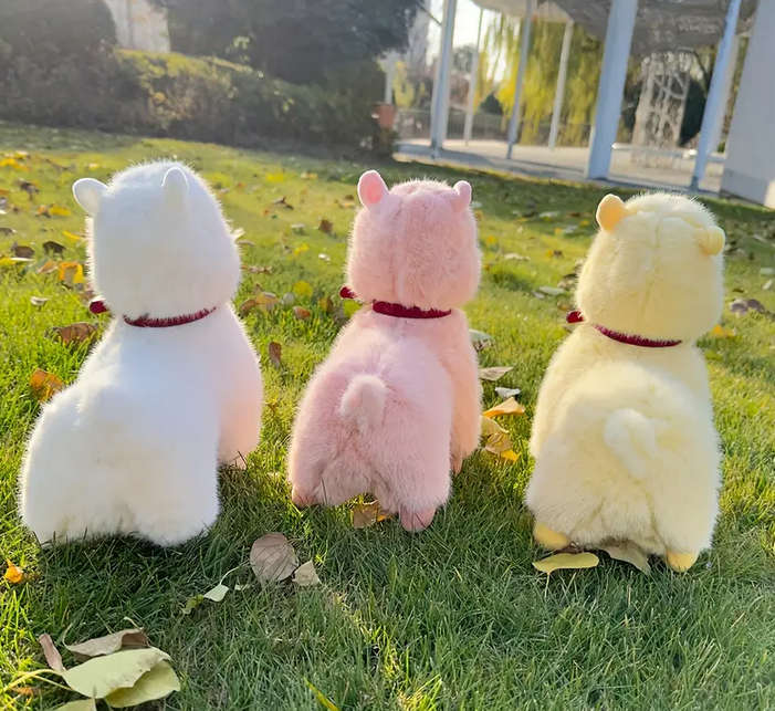 Alpaca Plush Toy with Neckband and Bell for Kids