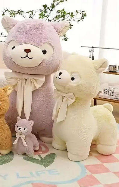 Alpaca Plush Toy with Velvet Bow for Kids