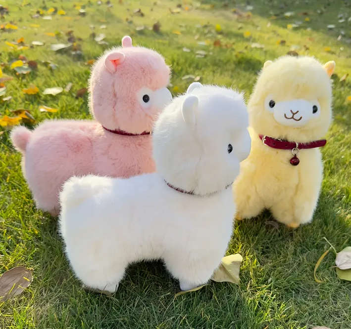 Alpaca Plush Toy with Neckband and Bell for Kids