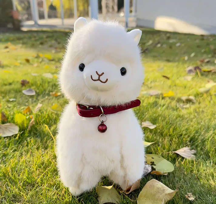 Alpaca Plush Toy with Neckband and Bell for Kids