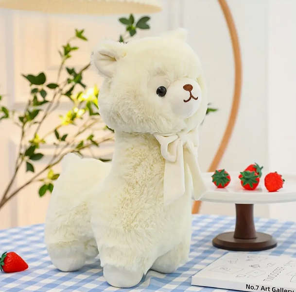 Alpaca Plush Toy with Velvet Bow for Kids