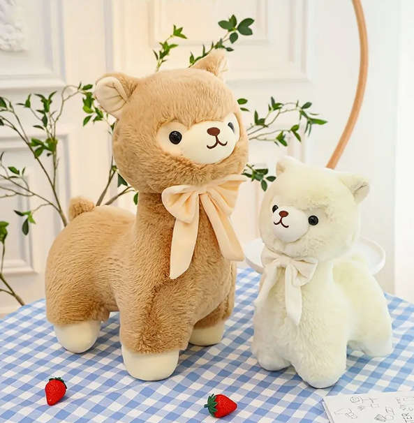 Alpaca Plush Toy with Velvet Bow for Kids