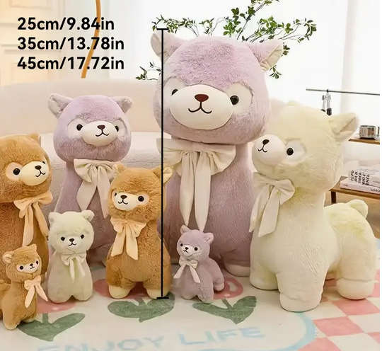 Alpaca Plush Toy with Velvet Bow for Kids