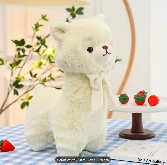 Alpaca Plush Toy with Velvet Bow for Kids