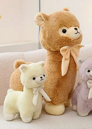 Alpaca Plush Toy with Velvet Bow for Kids