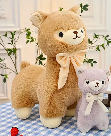 Alpaca Plush Toy with Velvet Bow for Kids