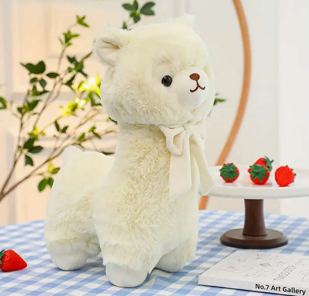 Alpaca Plush Toy with Velvet Bow for Kids