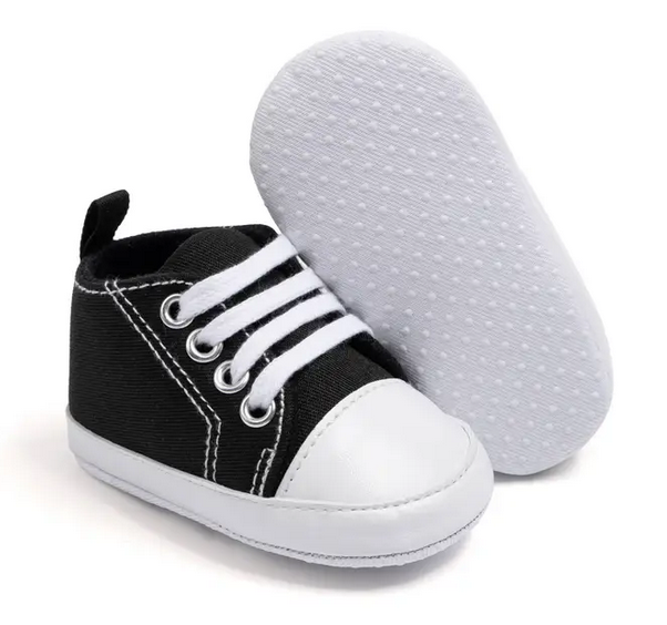 Baby Shoes 2 Pairs - Navy Check and Black and White