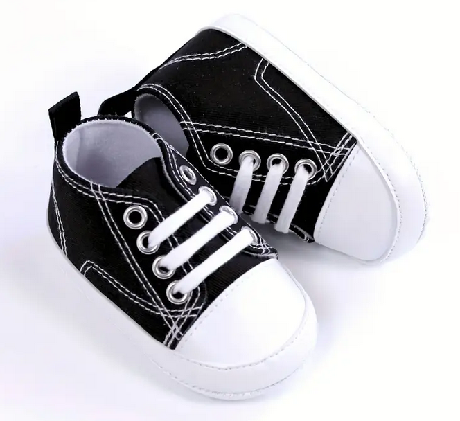 Baby Shoes 2 Pairs - Navy Check and Black and White
