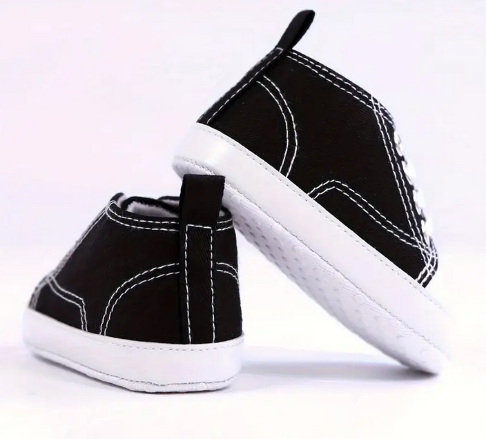 Baby Shoes 2 Pairs - Navy Check and Black and White