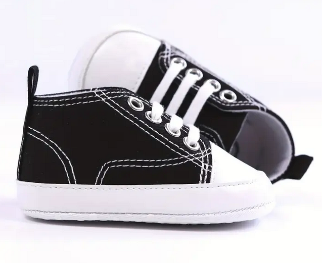 Baby Shoes 2 Pairs - Navy Check and Black and White