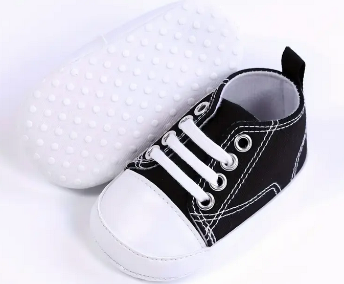 Baby Shoes 2 Pairs - Navy Check and Black and White